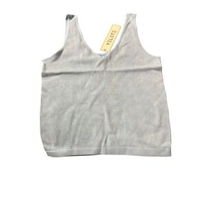 NWT yelete women's‎ boutique Textured Ribbed Solid Scoop v-Neck Cropped cami Top